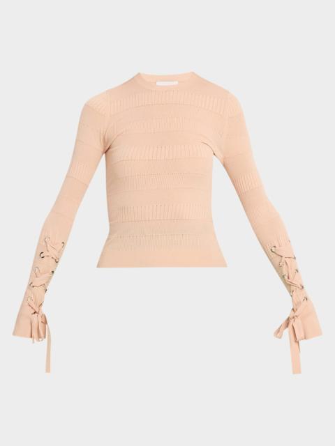 AKNVAS Jean Knit Top with Lace-Up Cuffs