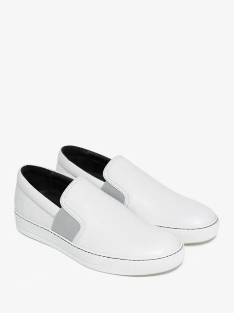 Lanvin Aged White Leather Slip On Trainers