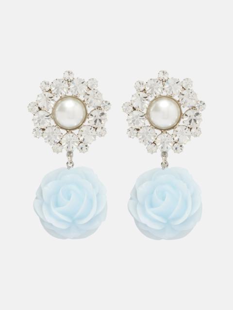 MAGDA BUTRYM Floral-appliqué embellished drop earrings
