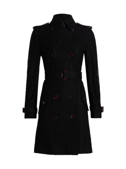 Burberry Women's Foxfield Paisley Lace Trench Coat - Black