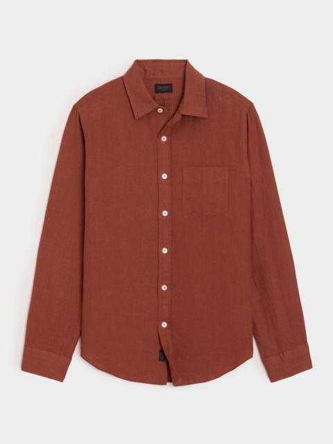 TODD SNYDER Silm Sea Soft Linen Point Collar Shirt