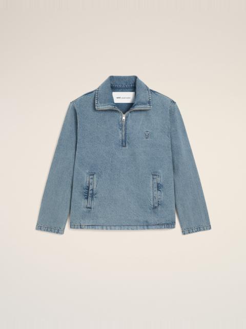 AMI Paris BLUE COTTON VAREUSE WITH AMI DE COEUR