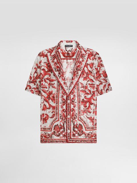 Dolce & Gabbana Vanity shirt in majolica-print broderie anglaise lace
