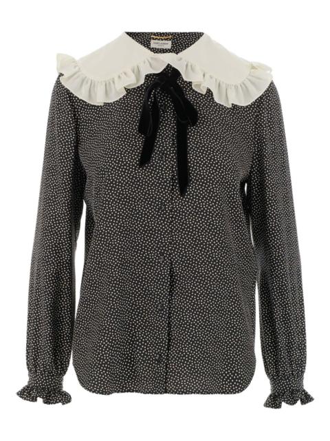 SAINT LAURENT Peter Pan-collar polka-dot blouse