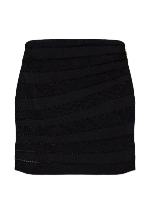 Balmain pointelle-knit ribbed mini skirt