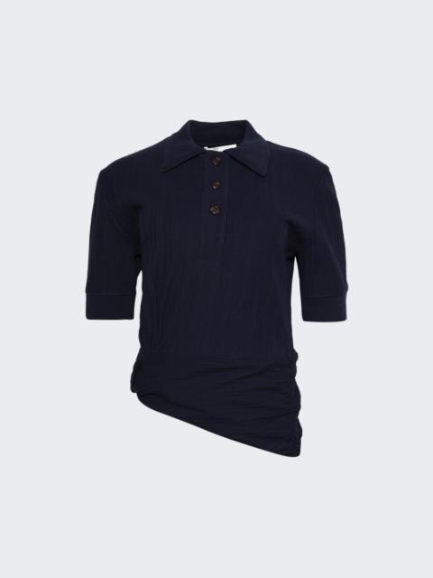 Victoria Beckham Twist Detail Polo Top Navy
