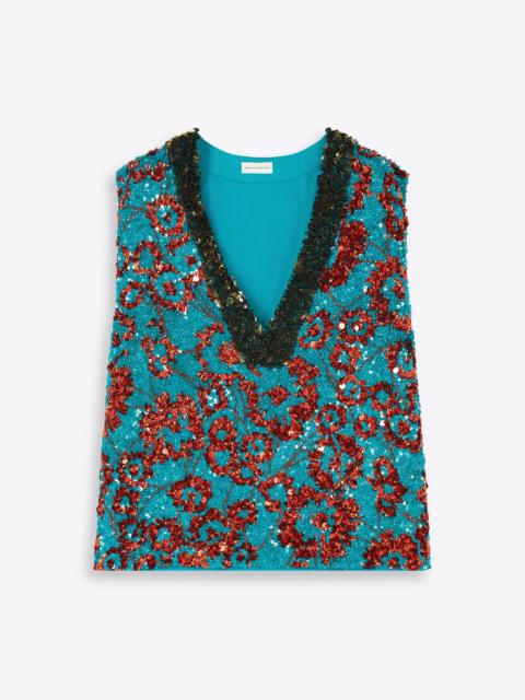 Dries Van Noten EMBROIDERED SLEEVELESS TOP