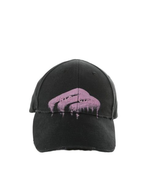 distressed logo-print cap