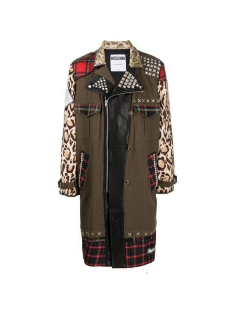 patchwork biker-style coat