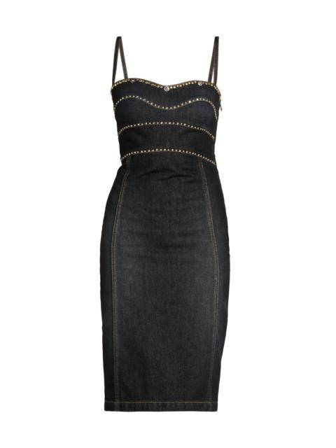 VERSACE Women's Embellished Stone Washed Denim Sheath Dress - Black