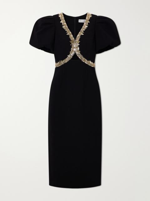 REBECCA VALLANCE Alexandrite Embellished Cady Midi Dress