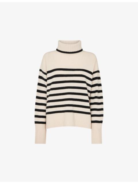 WHISTLES Striped roll-neck wool jumper