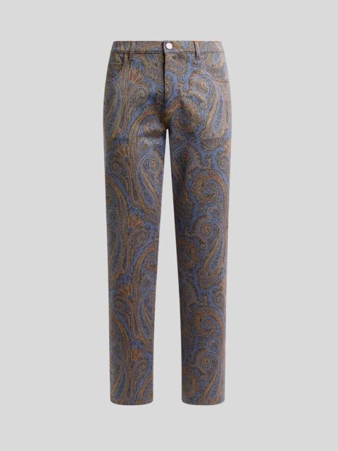 Etro STRAIGHT-LEG COTTON-BLEND JACQUARD TROUSERS WITH PAISLEY MOTIF