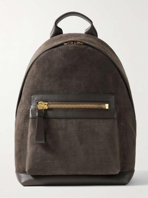 TOM FORD Buckley Full-Grain Leather-Trimmed Croc-Effect Nubuck Backpack