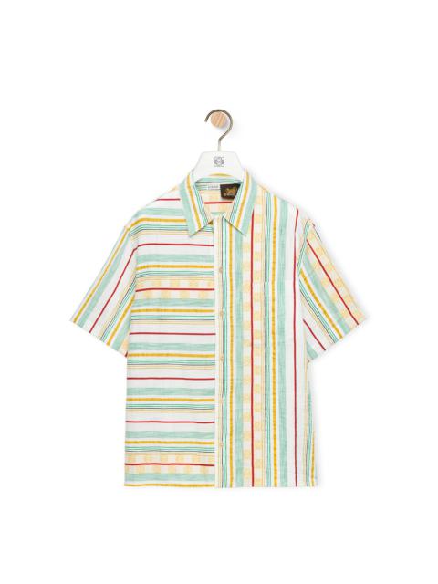 Loewe Asymmetric stripes short sleeve shirt in cotton, linen and silk