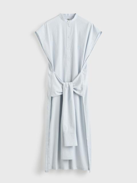 TOTEME Striped tie-sleeve dress blue/white