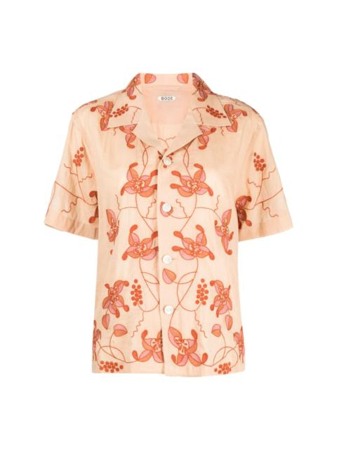BODE Bougainvillea floral-embroidered cotton shirt