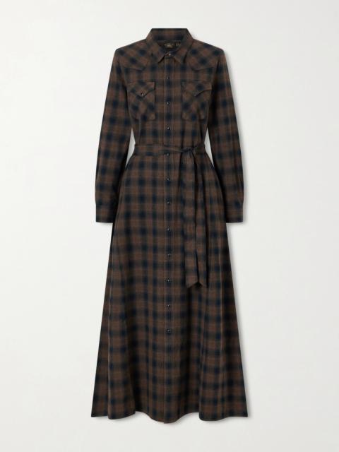 RRL by Ralph Lauren Belted Checked Cotton Maxi Shirt Dress