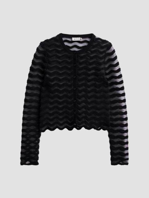 SIMKHAI Women's Maxime Sheer Chevron Cardigan - Black