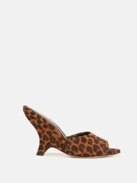 MILA LEOPARD SUEDE SCULPTED WEDGE SLIDE SANDAL