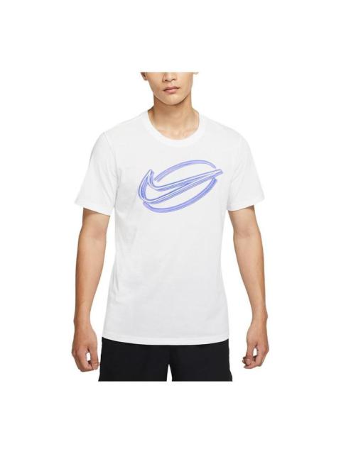Nike Men's Nike Printing Geometry Pattern Logo Round Neck Short Sleeve White T-Shirt DD6903-100