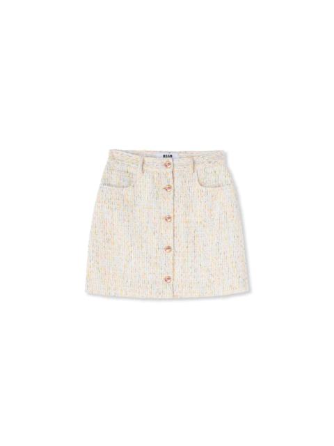 MSGM Tweed miniskirt with multicolored buttons