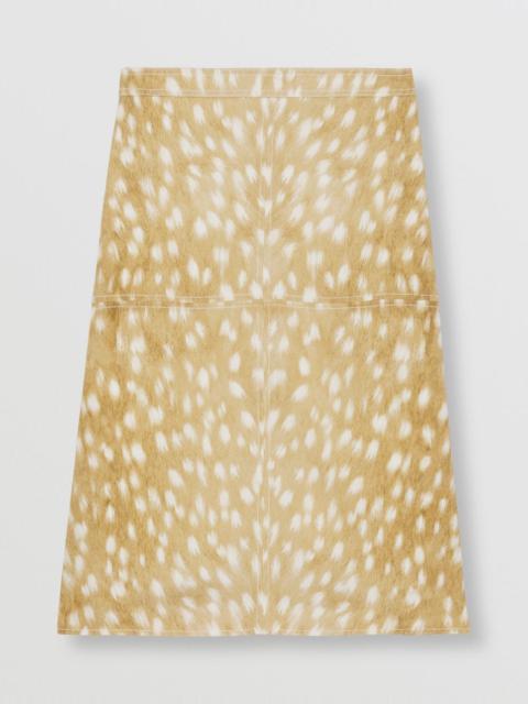 Deer Print Stretch Silk Skirt