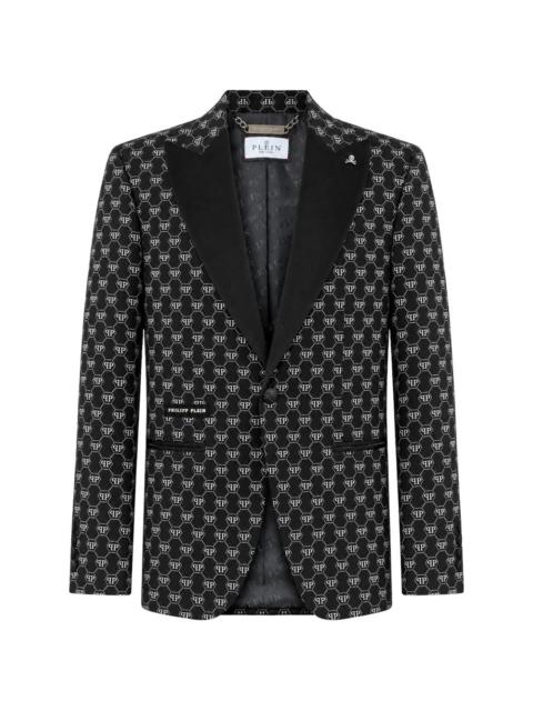 PHILIPP PLEIN velvet glitter monogram blazer