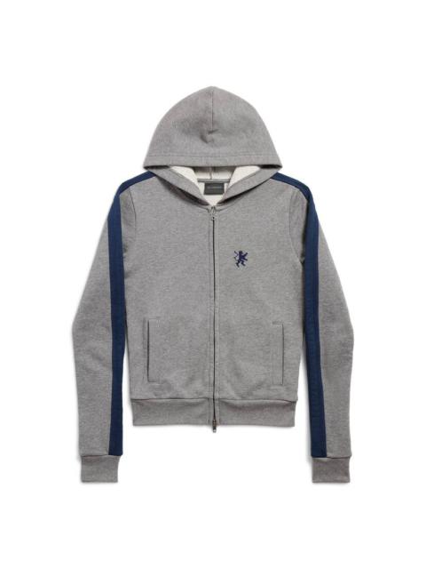 BALENCIAGA Women's Lion Zip-up Hoodie in Dark Heather Grey/washed Navy