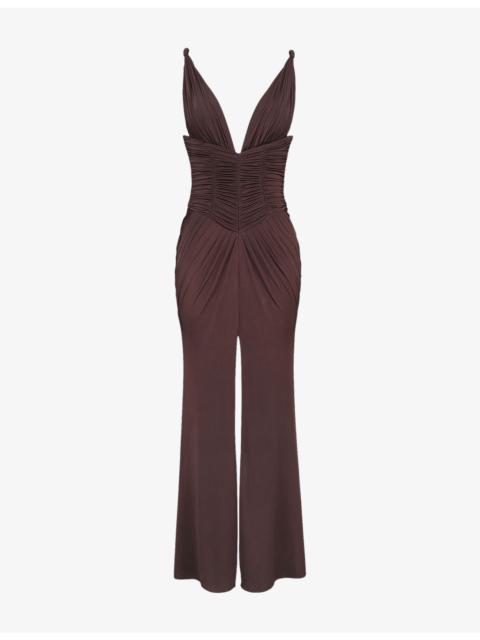 House of CB Tabitha Plunge-Neck Jersey Maxi Dress