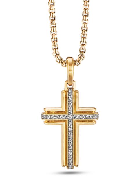 DAVID YURMAN Men's Deco Cross Pendant in 18K Yellow Gold - Diamond
