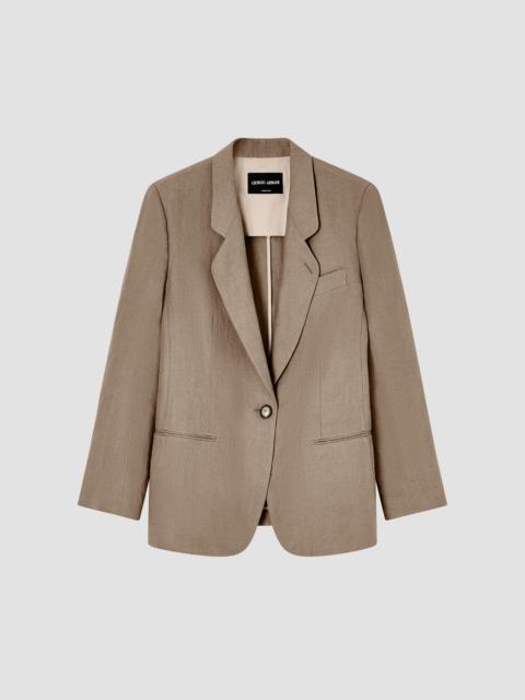 GIORGIO ARMANI Women's Single-Breasted Linen Jacket - Brown
