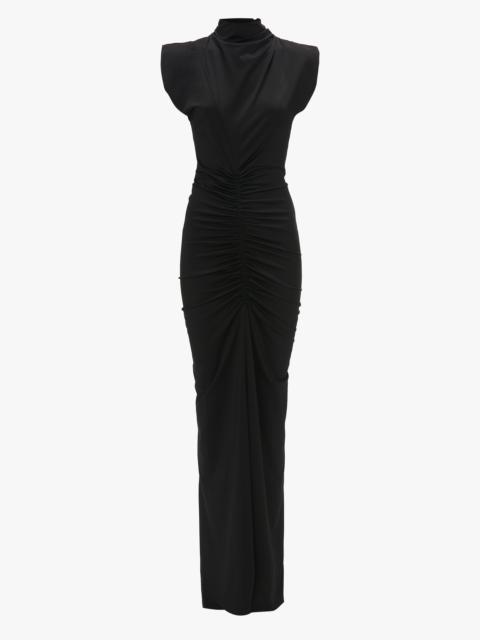 Victoria Beckham Ruched Jersey Gown In Black