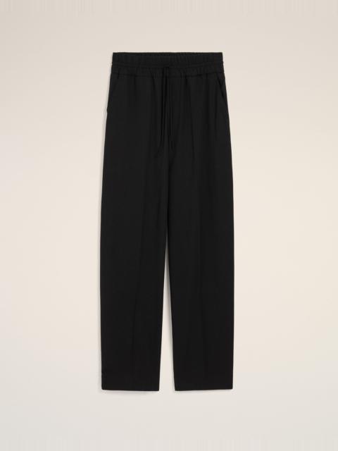 AMI Paris BLACK ELASTICATED-WAIST WOOL TROUSERS