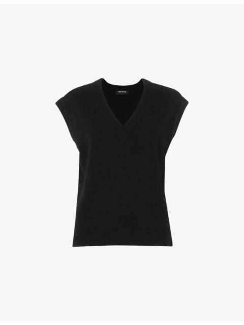 WHISTLES V-Neck Knitted Wool Tank Top