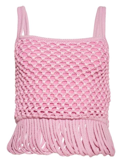 diotima Loop fringe knit-mesh tank top