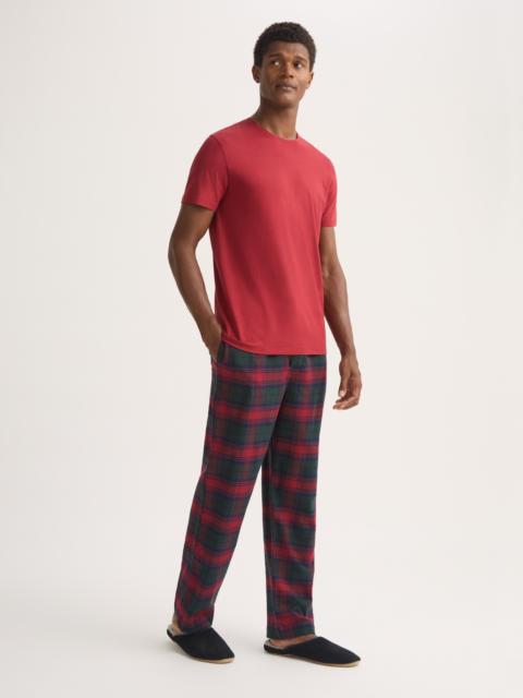 Derek Rose Men's Lounge Pants Kelburn Brushed Cotton Burgundy Red & Green Check