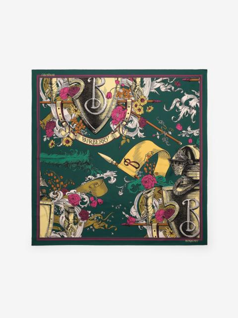 Burberry Etched Knight Silk Scarf