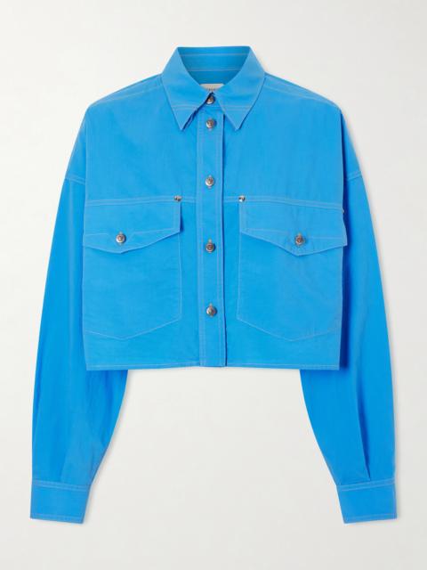 VERSACE Medusa-embellished Cropped Cotton-poplin Shirt