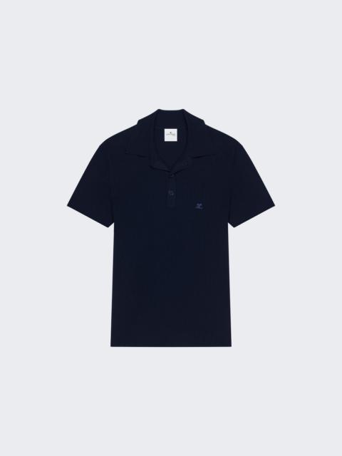 courrèges Rib Knit Polo Blue