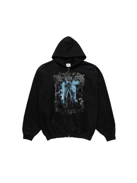 VETEMENTS Cof Butterfly Oversized Zip-Up Hoodie Washed "Black" UCF76ZU800B
