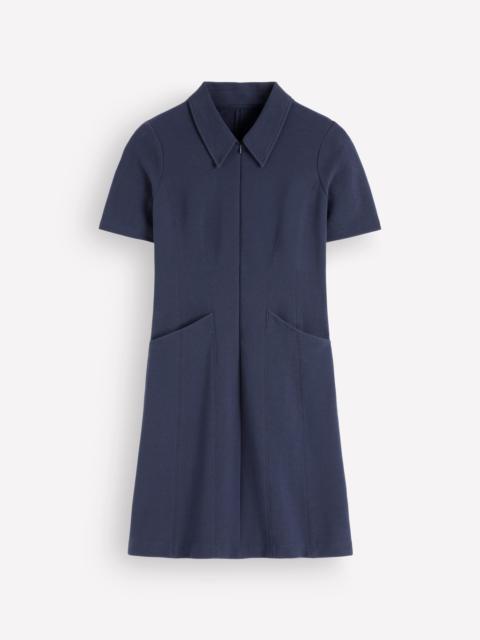 BODEN Nia Short Sleeve Zip Dress-Navy