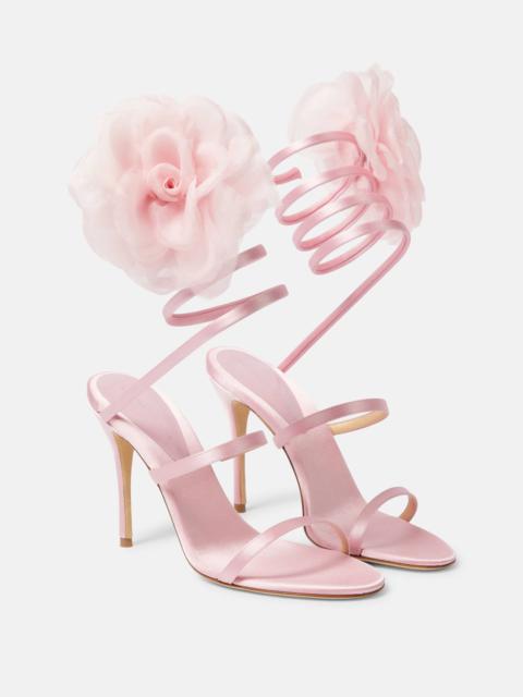MAGDA BUTRYM Floral-appliqué satin sandals