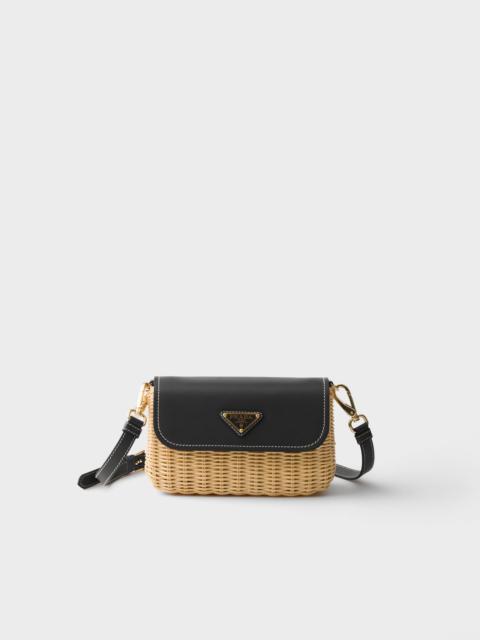 Prada Small wicker and leather shoulder bag