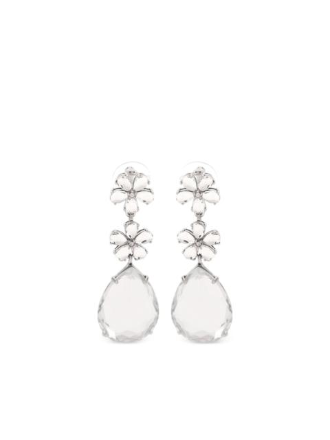 self-portrait crystal-flower tiered earrings