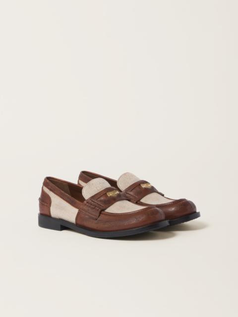 Miu Miu Leather and linen loafers