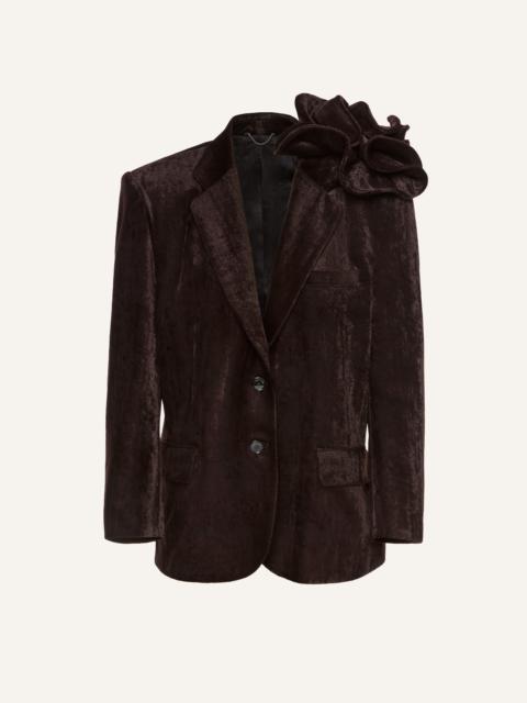 MAGDA BUTRYM Velvet flower blazer in dark brown