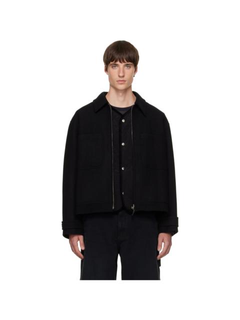 SOLID HOMME Black Layered Wool Jacket