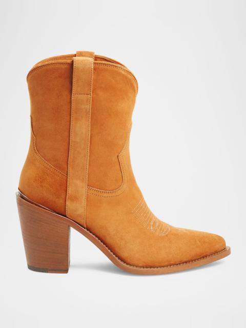 PARTLOW Leigh Anne Suede Western Ankle Booties