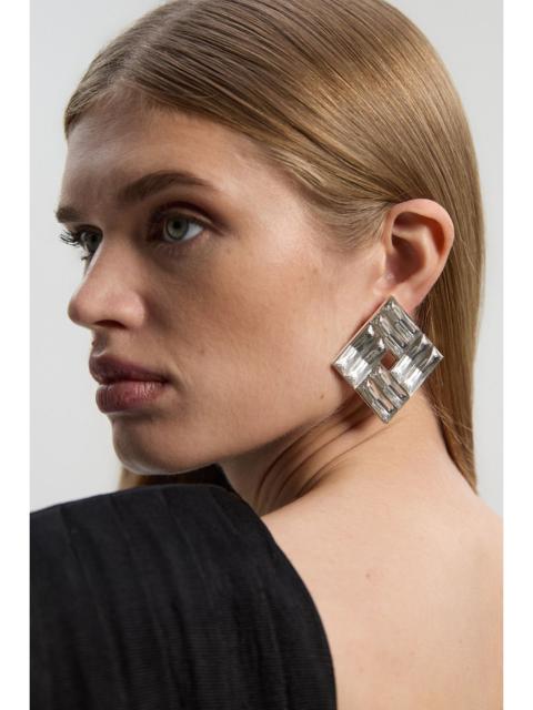 KAREN MILLEN Crystal Look Square Stud Earrings